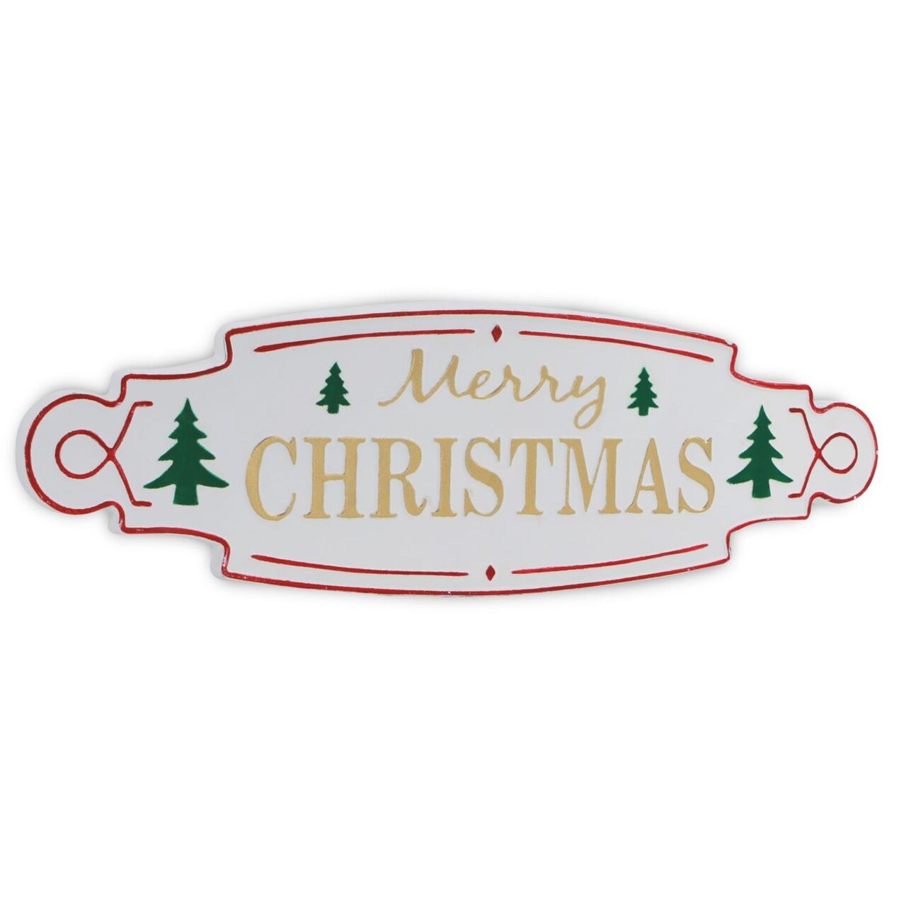Contemporary Home Living 36" White and Gold Handmade Merry Christmas Wall Sign